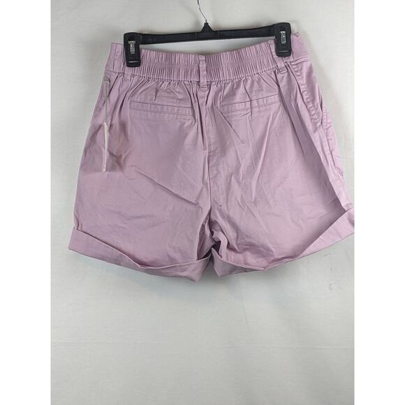 Cuffed Pleat Front Purple Shorts A New Day S Stretchy Comfort Waist Casual Fit - Picture 2 of 8